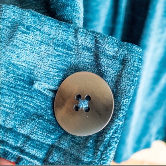 SOFT surroundings flona teal chenille velvety tunic blazer sz medium - Picture 6 of 6